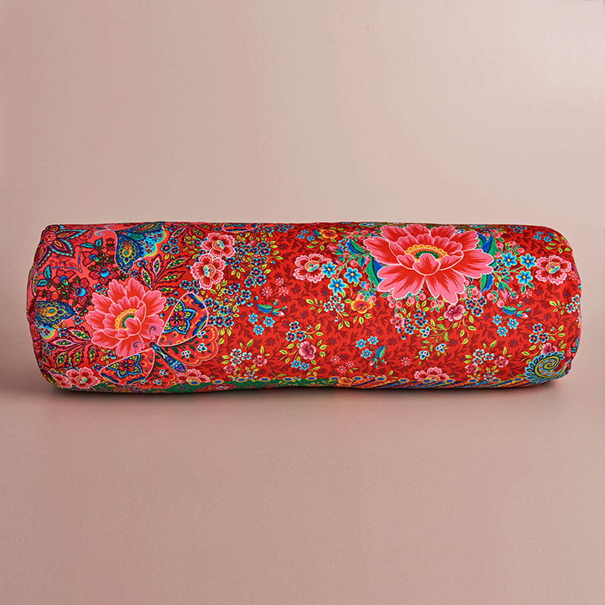 Traversin de yoga bolster india fond très colorés avec des arabesques et des fleurs multicouleurs 