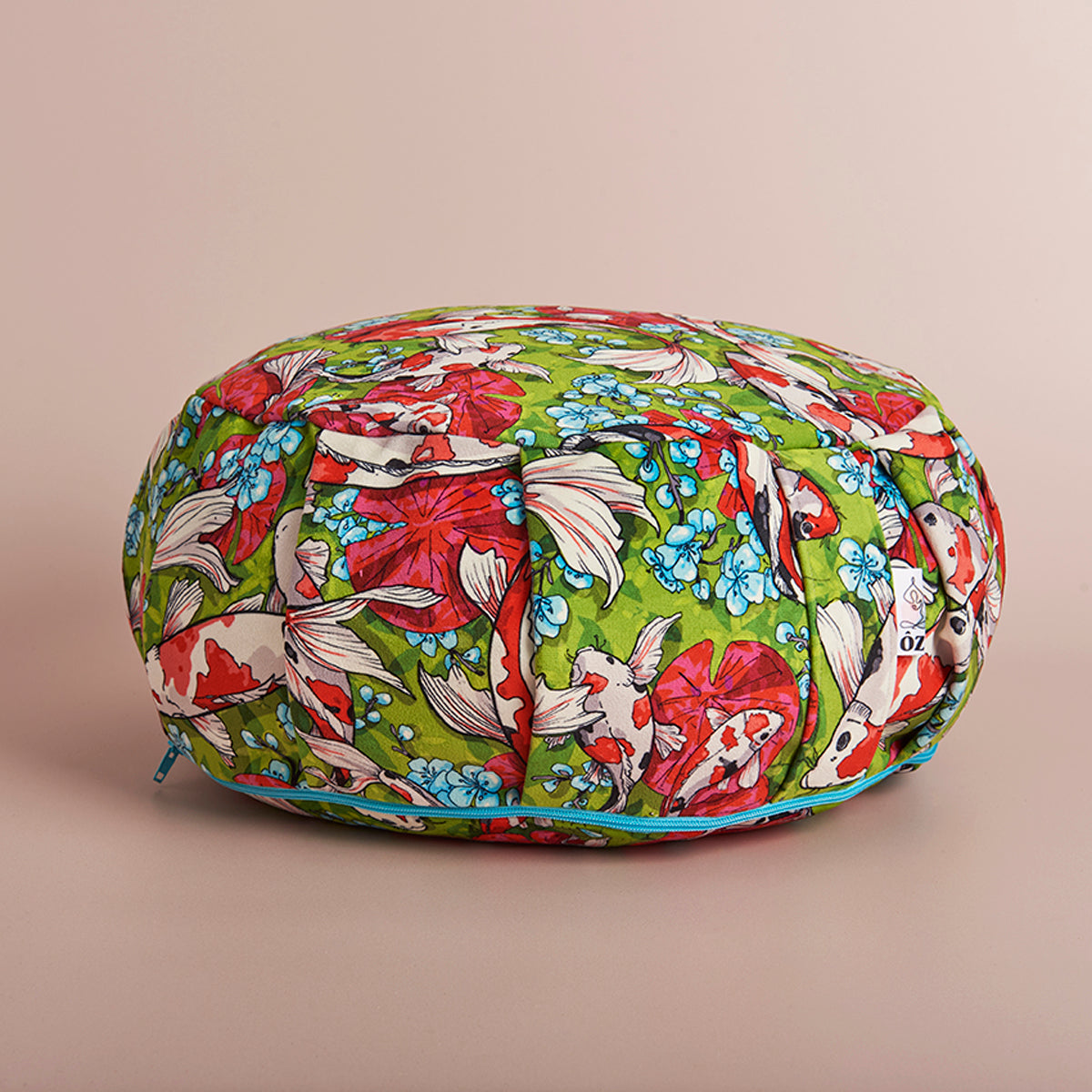 Coussin de méditation carpe koï vert