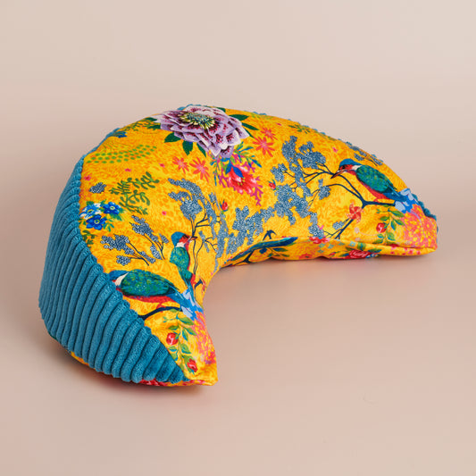 Zafu coussin de méditation demi lune lotus jaune