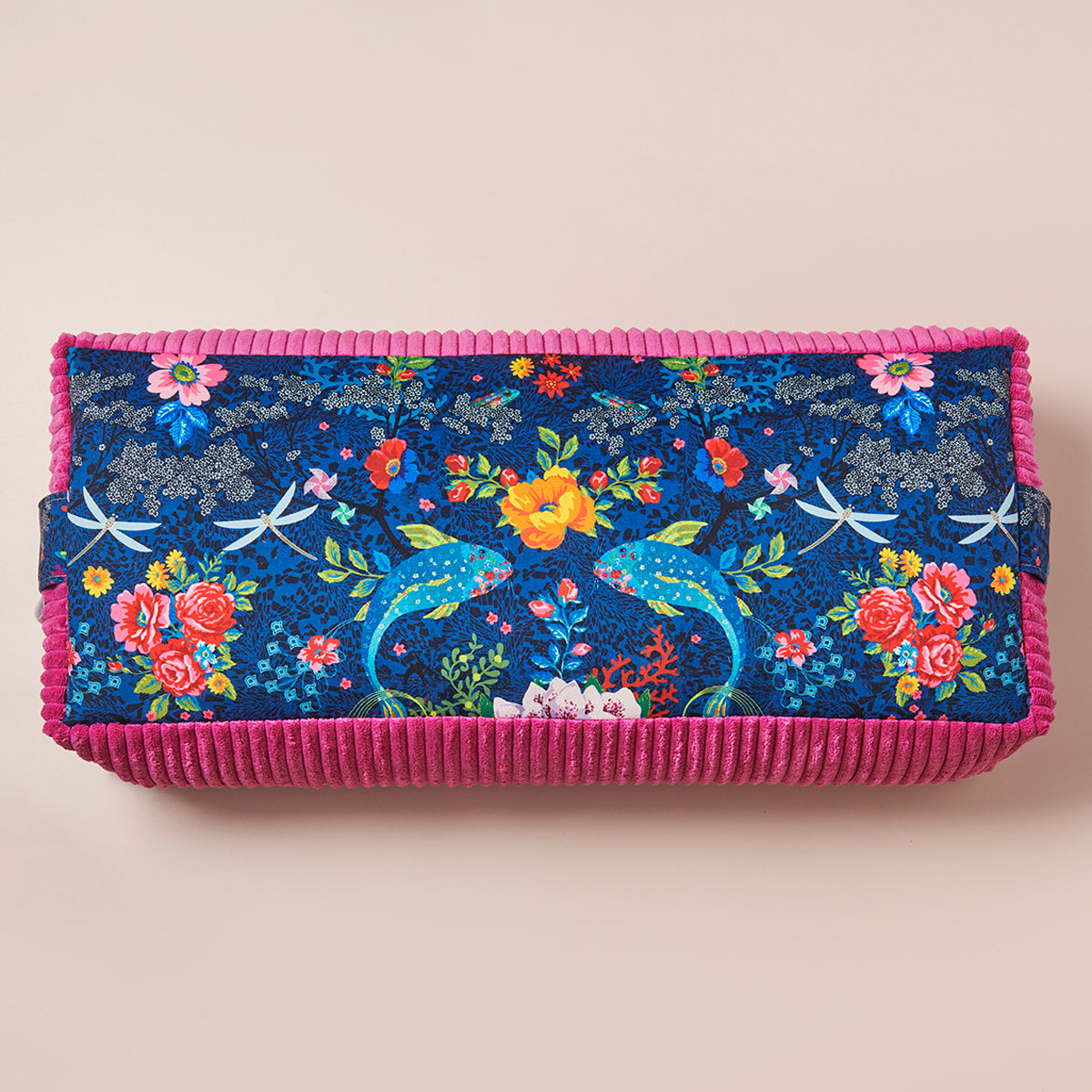 Bolster rectangulaire traversin de yoga lotus bleu marine