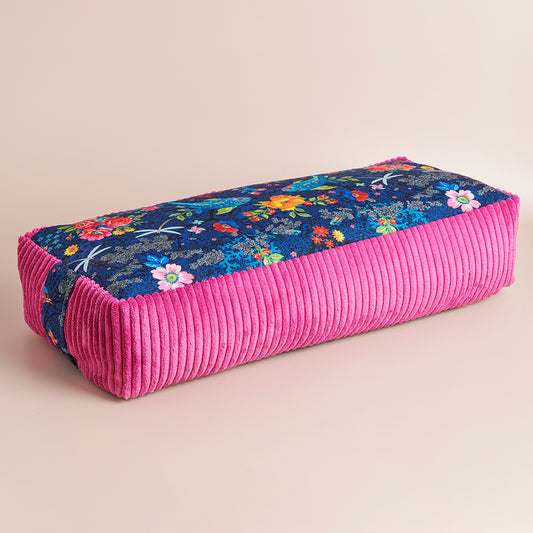 Bolster rectangulaire traversin de yoga lotus bleu marine